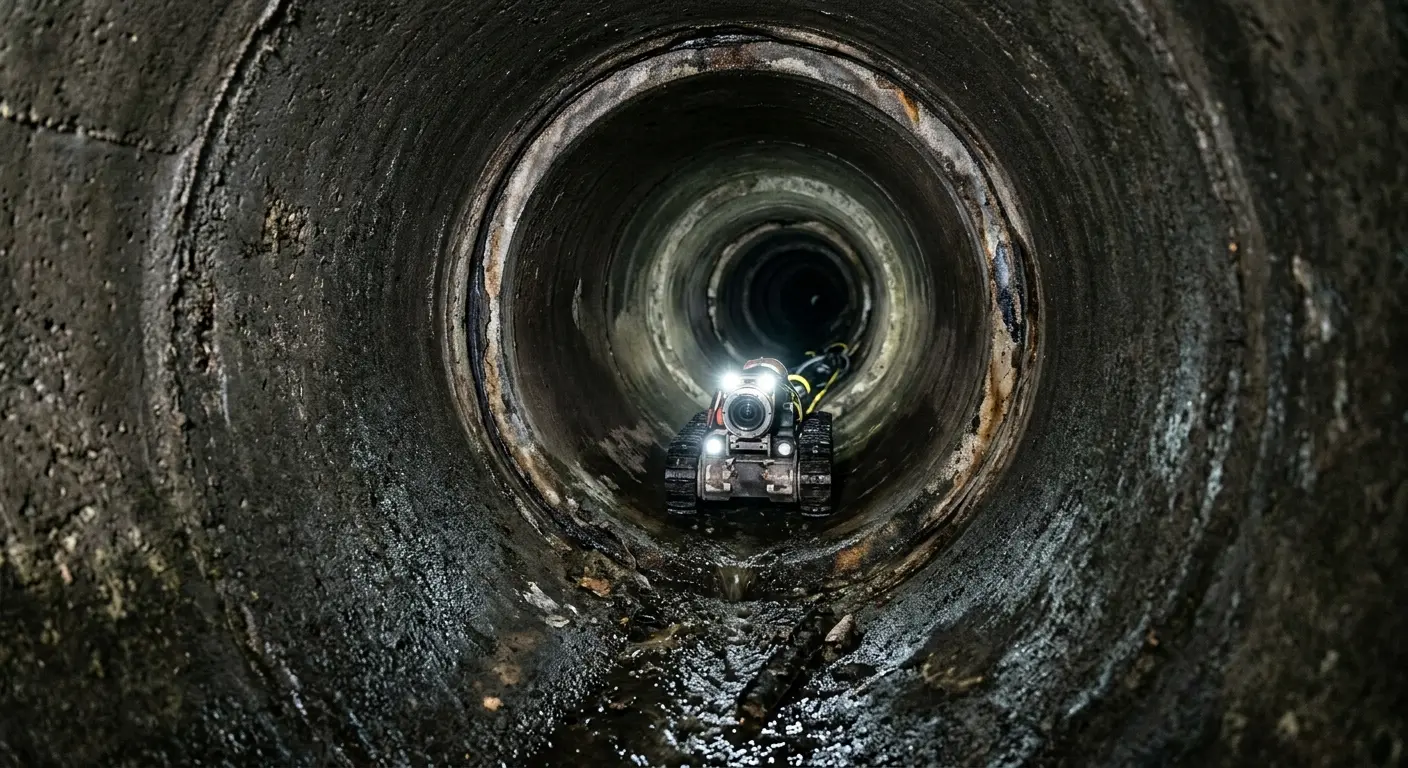 Robotic sewer camera inspecting pipe interior for Sewer Line Repair in Marion Oaks